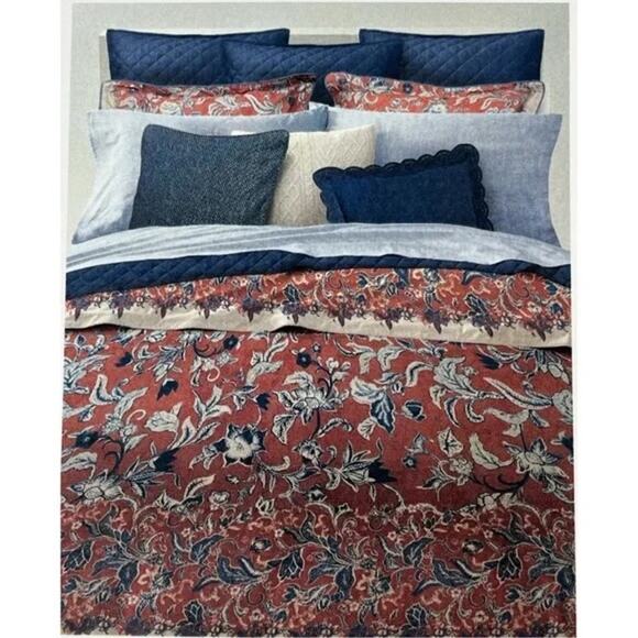 Ralph Lauren Luxury Mirabelle King Duvet Terracotta 108” x 96" NEW Preppy $425 - Picture 3 of 8